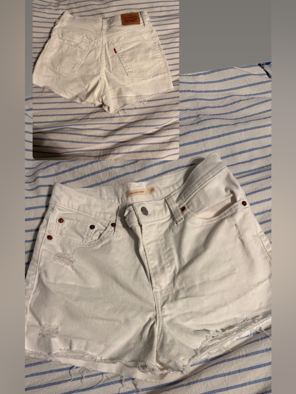 Levi's White High Waist Denim Shorts